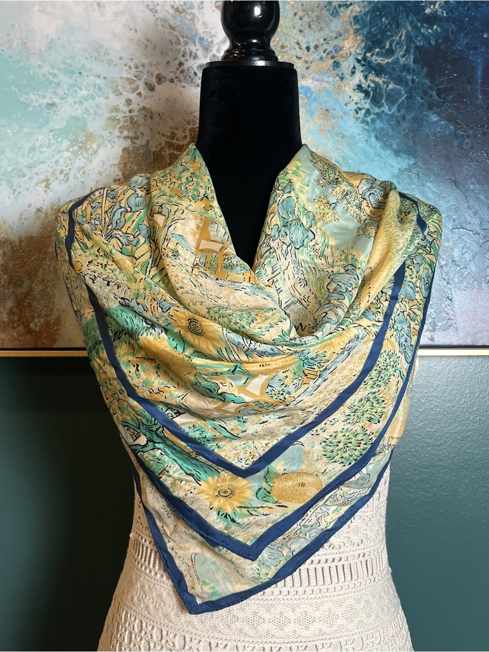 Van Gogh Sunflowers Painting Silk Scarf